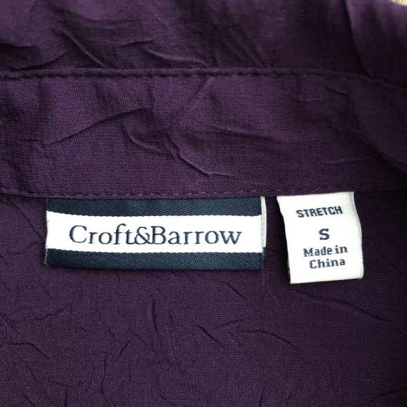 Croft & Barrow Plum Crinkle Fabric Button Up Shirt Womens S - Picture 8 of 12